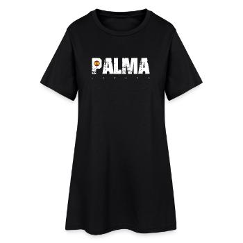 Palma Distressed Text mit Spanien-Flagge - Frauen T-Shirt-Kleid - Schwarz - Vorne