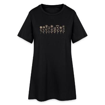 Fleurs sauvages Fleurs - Robe T-shirt Femme - noir - Devant