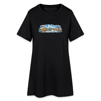 Le village d’hiver dans la splendeur de Noël - Robe T-shirt Femme - noir - Devant