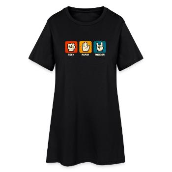 Rock Paper Rock On Metal Musikband Musiker - Frauen T-Shirt-Kleid - Schwarz - Vorne