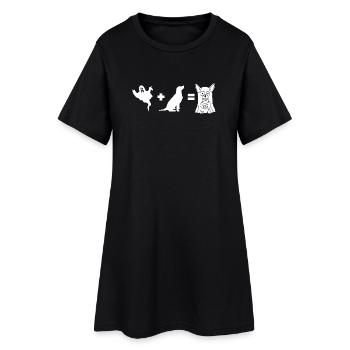 Funny Halloween Dog Ghost - Funny Halloween Dog - Women’s T-Shirt Dress - black - Front