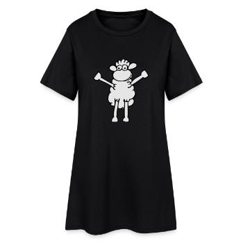 Moppel Schaf Flex - Frauen T-Shirt-Kleid - Schwarz - Vorne