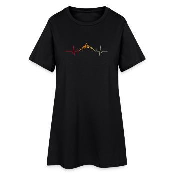 Mountain heartbeat EKG hiking retro gift - Women’s T-Shirt Dress - black - Front
