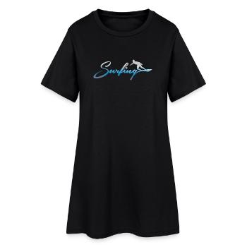 SURFEN, SURFEN - Frauen T-Shirt-Kleid - Schwarz - Vorne