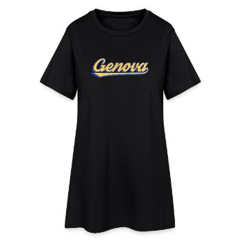 Lettrage rétro Genova - Robe T-shirt Femme - noir - Devant