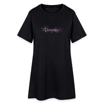 Lettrage VERONIKA avec lignes décoratives - Robe T-shirt Femme - noir - Devant