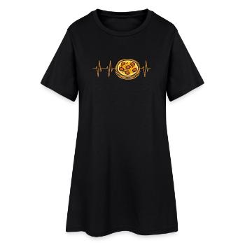Pizza Heartbeat – Motif alimentaire amusant - Robe T-shirt Femme - noir - Devant