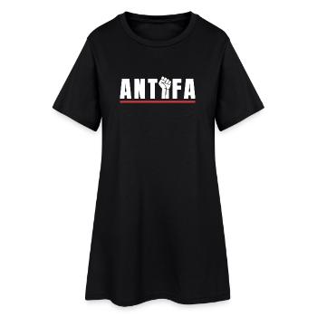 Protestation antifa, déclaration antifasciste - Robe T-shirt Femme - noir - Devant