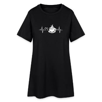 Café Amour Battement de cœur Design - Robe T-shirt Femme - noir - Devant