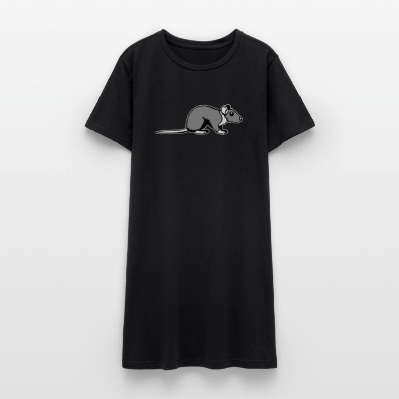 Profil secondaire de rat Mignon, bande dessinée drôle d’animal rongeur Robe T-shirt Femme
