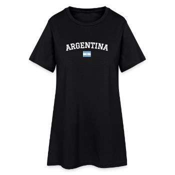 Drapeau argentin Dessin blanc - Robe T-shirt Femme - noir - Devant