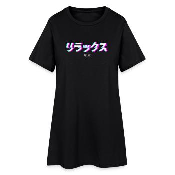 Relax Japanese Text Kanji Vaporwave - Frauen T-Shirt-Kleid - Schwarz - Vorne