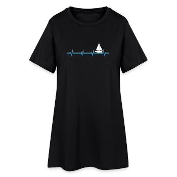 Herzschlag Segelboot Meer - Frauen T-Shirt-Kleid - Schwarz - Vorne