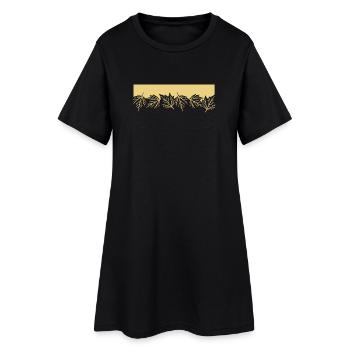 Autumn Maple Leaves Border – Yellow Fall Aesthetic - Women’s T-Shirt Dress - black - Front