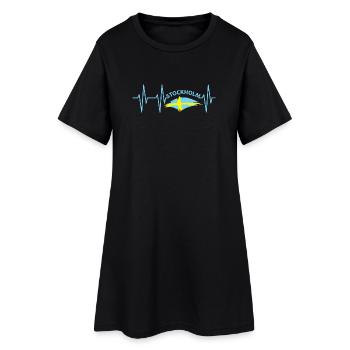 puls herzschlag stockholm Schweden Symbol icon - Frauen T-Shirt-Kleid - Schwarz - Vorne