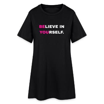 Inscription « Croyez en vous » - Robe T-shirt Femme - noir - Devant