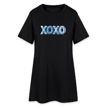 XOXO Patchwork Look with Fabric Look - Women’s T-Shirt Dress - black - Front
