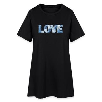 J’ADORE le look tissu en lettres de tendance patchwork - Robe T-shirt Femme - noir - Devant