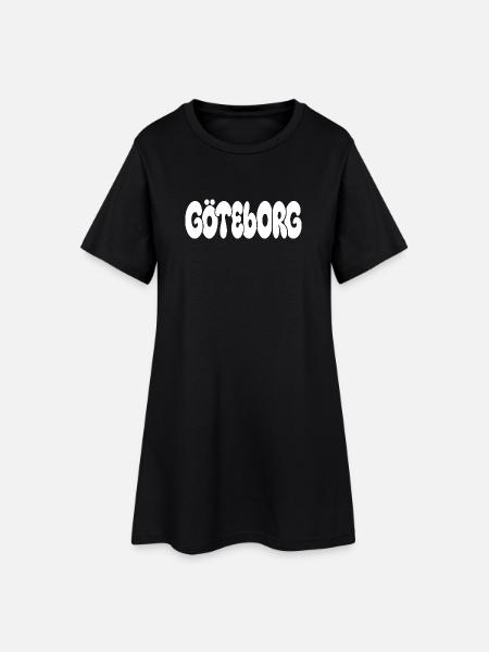 Göteborg Göteborg Retro Groovy Tippfehler Weiß - Frauen T-Shirt-Kleid - Schwarz