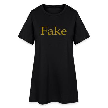 Faux, dire, humour, amusant, drôle, idée cadeau - Robe T-shirt Femme - noir - Devant