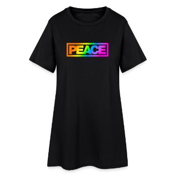 Typo PEACE Arc-en-ciel - Robe T-shirt Femme - noir - Devant