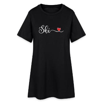 Ski - Frauen T-Shirt-Kleid - Schwarz - Vorne