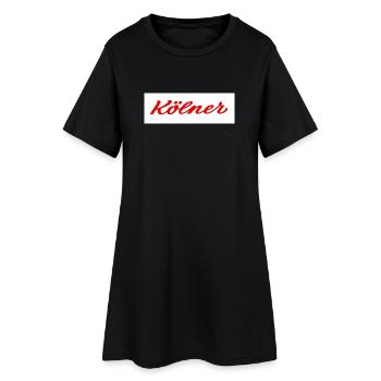 Kölner Roter Script-Logo Print - Frauen T-Shirt-Kleid - Schwarz - Vorne