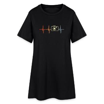 Photographie Cardiogramme Rétro Look - Robe T-shirt Femme - noir - Devant