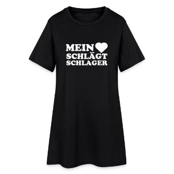 Mein Herz Schlaegt Schlager - Frauen T-Shirt-Kleid - Schwarz - Vorne