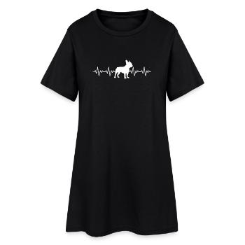 Battement de cœur ECG Frenchie Frenchdog French Bulldog - Robe T-shirt Femme - noir - Devant