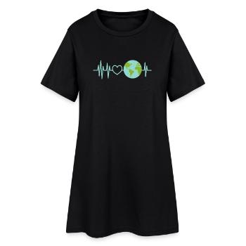 Earth Heartbeat World Love - Frauen T-Shirt-Kleid - Schwarz - Vorne
