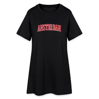 Lettrage Amsterdam Design rouge blanc - Robe T-shirt Femme - noir - Devant