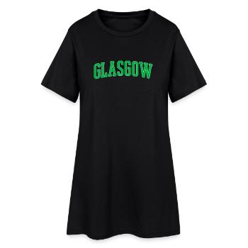 Glasgow College Style Green Block Font - Women’s T-Shirt Dress - black - Front