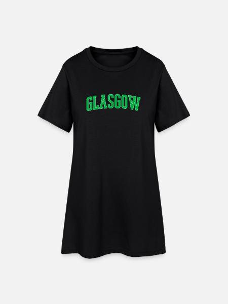 Glasgow College Stil Grüner Blockschrift - Frauen T-Shirt-Kleid - Schwarz