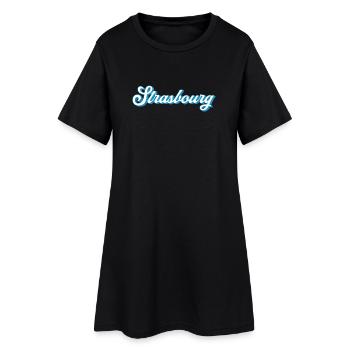 Lettrage Strasbourg – Style France Rétro - Robe T-shirt Femme - noir - Devant