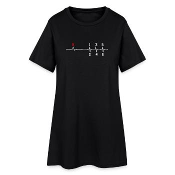 R Herzschlag Rhythmus EKG-Leitung Design - Frauen T-Shirt-Kleid - Schwarz - Vorne