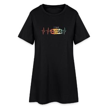 Pulse chiens signe logo rétro vintage battement de coeur - Robe T-shirt Femme - noir - Devant