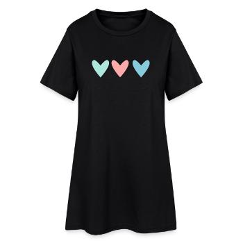 CŒUR. CŒURS. COEUR. SAINT VALENTIN. LOVE. AMOUR - Robe T-shirt Femme - noir - Devant