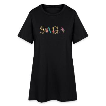 Le nom de SAGA est décoré de fleurs - Robe T-shirt Femme - noir - Devant