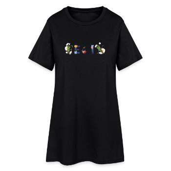 FELIX Name mit Blumen geschmückt - Frauen T-Shirt-Kleid - Schwarz - Vorne