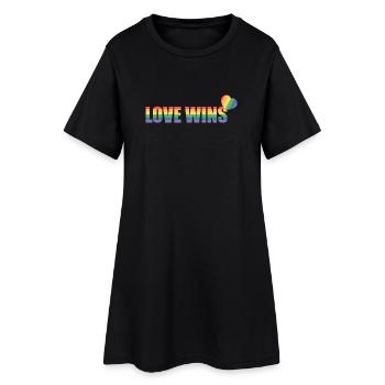 Coeur arc-en-ciel coloré avec message d’amour - Robe T-shirt Femme - noir - Devant