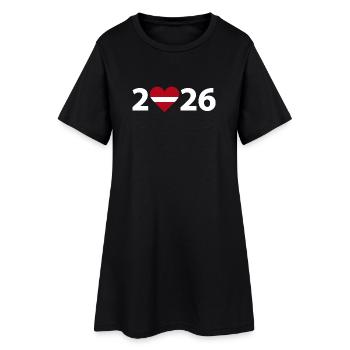 J’aime Lettonie 2026, Lettonie 2026 - Robe T-shirt Femme - noir - Devant