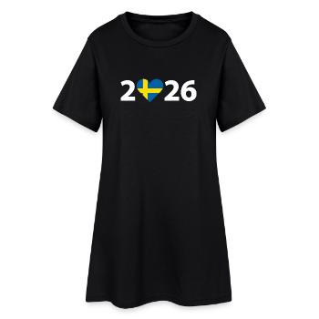 J’aime Suède 2026, Suède 2026 - Robe T-shirt Femme - noir - Devant