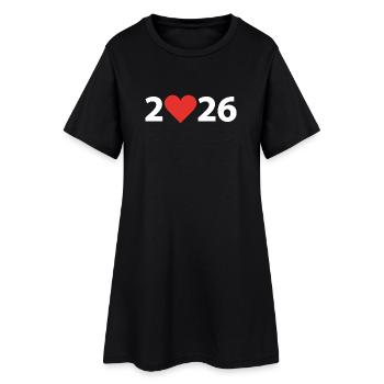 Cœur 2026, Année de naissance 2026, Amour 2026 - Robe T-shirt Femme - noir - Devant