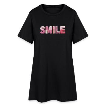 Tendance en patchwork de lettrage de sourire moelleux - Robe T-shirt Femme - noir - Devant