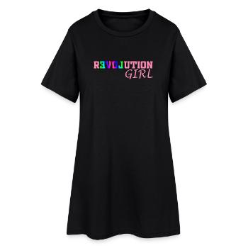 Revolution Girl  - Frauen T-Shirt-Kleid - Schwarz - Vorne