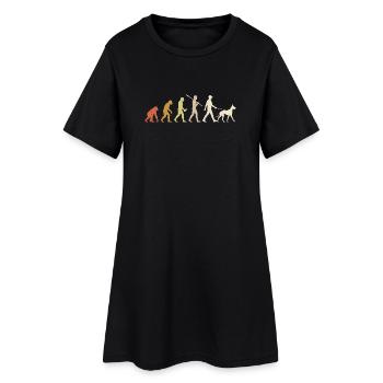 Fun Fun Dog Dog Evolution Geschenk für einen Hundebesitzer - Frauen T-Shirt-Kleid - Schwarz - Vorne