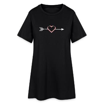 pinkes Herz rosa rot Pfeil Herzen Valentinstag - Frauen T-Shirt-Kleid - Schwarz - Vorne