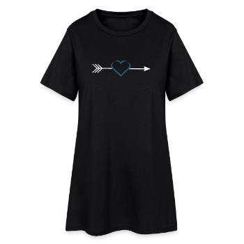 Cœur bleu avec flèche cadeau de la Saint-Valentin - Robe T-shirt Femme - noir - Devant