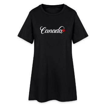 Écriture canadienne avec feuille d’érable - Robe T-shirt Femme - noir - Devant